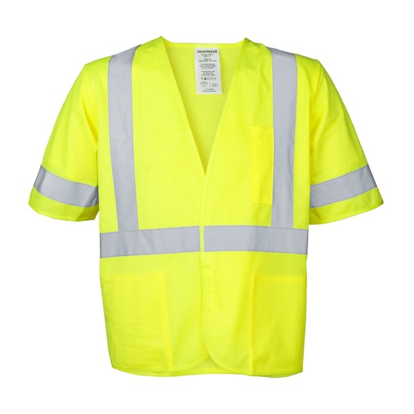 Ironwear Polyester Mesh Safety Vest Class 3 w/ 3 Pockets (Lime/Medium) 1291-L-M
